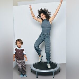 XXS/XS Fashion Brand Company Blue Striped Tencel/Wool Knit Lounge Pants